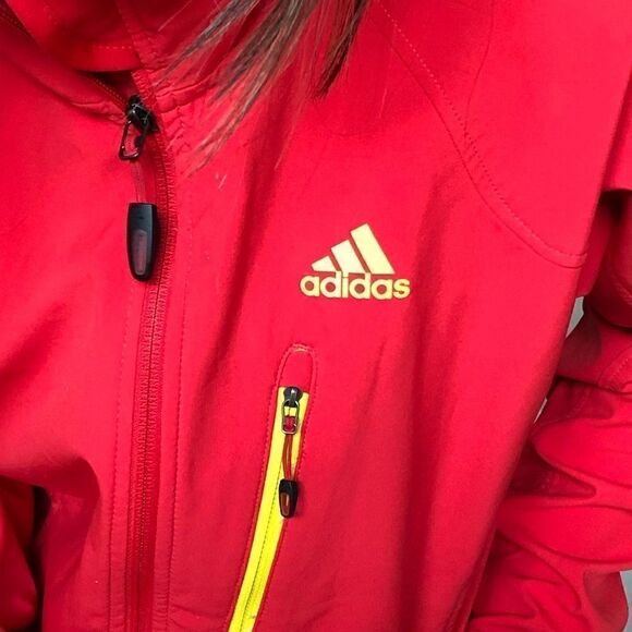 Adidas Outdoor Red Full Zip Shell Jacket Coat Men Size Small Logo Lined - Picture 5 of 8